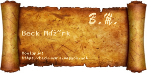 Beck Márk névjegykártya